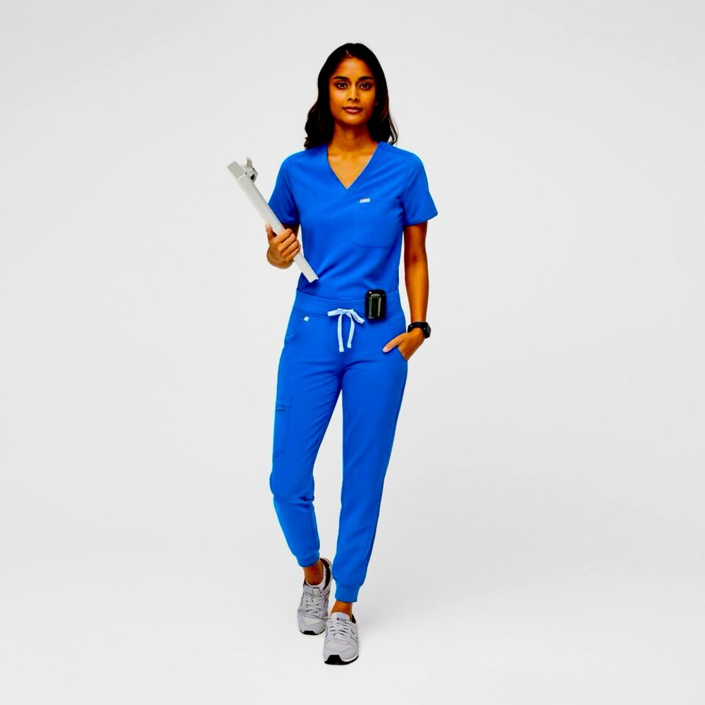 Figs Zamora jogger scrub pants in Royal Blue- petite XS- EUC!